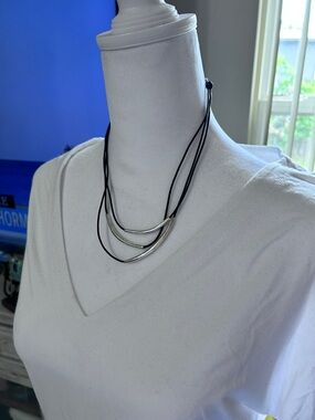 Silpada Multi-Strand Black Cord Necklace with Sterling Silver Accents